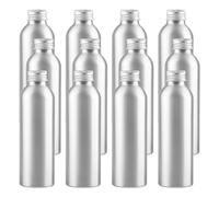 YANCAER 12 Piezas 150ml Botella de Plata Aluminio con Tapón Rosca de Aluminio, Recargable para líquidos, aceites, cosméticos, viajes y envases DIY