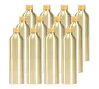 YANCAER 12 Piezas 250ml Botella de Oro Aluminio con Tapón Rosca de Aluminio, Recargable para líquidos, aceites, cosméticos, viajes y envases DIY