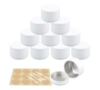 YANCAER 20 Piezas 50 ml Blanco Tarros de Aluminio 50g Latas Redondas de Aluminio Contenedores para Crema Loción Bálsamos Velas Contenedor De Cosméticos