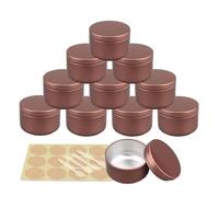 YANCAER 20 Piezas 50 ml Marrón Tarros de Aluminio 50g Latas Redondas de Aluminio Contenedores para Crema Loción Bálsamos Velas Contenedor De Cosméticos