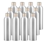 YANCAER 24 Piezas 250ml Botella de Plata Aluminio con Tapón Rosca de Aluminio Mate Oro, Recargable para líquidos, aceites, cosméticos, viajes y envases DIY