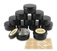 YANCAER 24 Piezas Tarros de Aluminio, 80ml Negro mate - D68mm x H36mm, Latas Redondas de Aluminio, Contenedores Cosmético de Viaje Envases de Vacío con Tapas para Bálsamo Labial, Loción, Crema