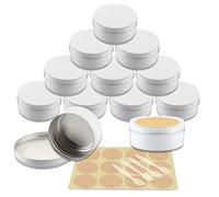 YANCAER 24 Piezas Tarros de Aluminio con Tapa Rosca 150ml Blanco - D83mm x H38mm, Tarros Cosméticos Vacios, Latas de Aluminio Cosmetica Envases Viaje para Bálsamo Labial, Loción, Crema, Velas