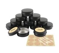 YANCAER 24 Piezas Tarros de Aluminio con Tapa Rosca 30ml Negro mate - D52mm x H21mm, Tarros Cosméticos Vacios, Latas de Aluminio Cosmetica Envases Viaje para Bálsamo Labial, Loción, Crema, Velas