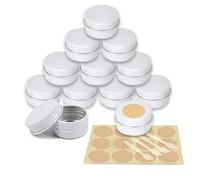 YANCAER 24 Piezas Tarros de Aluminio con Tapa Rosca 5ml Blanco - D26mm x H15mm, Tarros Cosméticos Vacios, Latas de Aluminio Cosmetica Envases Viaje para Bálsamo Labial, Loción, Crema, Velas