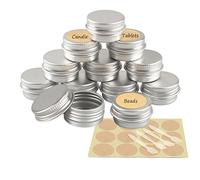 YANCAER 24 Piezas Tarros de Aluminio con Tapa Rosca 5ml Plata - D26mm x H15mm, Tarros Cosméticos Vacios, Latas de Aluminio Cosmetica Envases Viaje para Bálsamo Labial, Loción, Crema, Velas