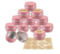 YANCAER 24 Piezas Tarros de Aluminio con Tapa Rosca 5ml Rosa - D26mm x H15mm, Tarros Cosméticos Vacios, Latas de Aluminio Cosmetica Envases Viaje para Bálsamo Labial, Loción, Crema, Velas