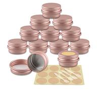 YANCAER 24 Piezas Tarros de Aluminio con Tapa Rosca 5ml Rosa mate - D26mm x H15mm, Tarros Cosméticos Vacios, Latas de Aluminio Cosmetica Envases Viaje para Bálsamo Labial, Loción, Crema, Velas