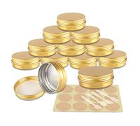 YANCAER 24 Piezas Tarros de Aluminio con Tapa Rosca 60ml Oro - D68mm x H27mm, Tarros Cosméticos Vacios, Latas de Aluminio Cosmetica Envases Viaje para Bálsamo Labial, Loción, Crema, Velas