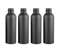 YANCAER 4 Piezas 150ml Botella de Negro Aluminio con Tapón Rosca de Aluminio, Recargable para líquidos, aceites, cosméticos, viajes y envases DIY