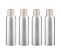 YANCAER 4 Piezas 150ml Botella de Plata Aluminio con Tapón Rosca de Aluminio Mate Oro, Recargable para líquidos, aceites, cosméticos, viajes y envases DIY