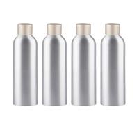 YANCAER 4 Piezas 200ml Botella de Plata Aluminio con Tapón Rosca de Aluminio Mate Oro, Recargable para líquidos, aceites, cosméticos, viajes y envases DIY