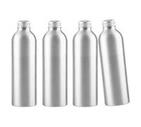 YANCAER 4 Piezas 200ml Botella de Plata Aluminio con Tapón Rosca de Aluminio, Recargable para líquidos, aceites, cosméticos, viajes y envases DIY