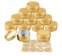 YANCAER 48 Piezas Tarros de Aluminio, 50ml Oro - D57mm x H28mm, Latas Redondas de Aluminio, Contenedores Cosmético de Viaje Envases de Vacío con Tapas para Bálsamo Labial, Loción, Crema