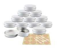 YANCAER 50 Piezas Tarros de Aluminio con Tapa Rosca 60ml Blanco - D68mm x H27mm, Tarros Cosméticos Vacios, Latas de Aluminio Cosmetica Envases Viaje para Bálsamo Labial, Loción, Crema, Velas