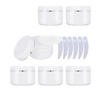 YANCAER 6 Piezas 100 g Blanco Cosméticos Crema tarros, 100 ml de plástico tarros con Borde Plata de Vacíos Rellenables Loción Máscara Facial Aceites DIY.