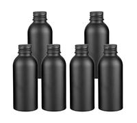 YANCAER 6 Piezas 120ml Botella de Negro Aluminio con Tapón Rosca de Aluminio, Recargable para líquidos, aceites, cosméticos, viajes y envases DIY