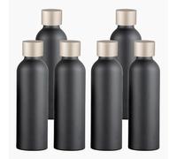 YANCAER 6 Piezas 150ml Botella de Negro Aluminio con Tapón Rosca de Aluminio Mate Oro, Recargable para líquidos, aceites, cosméticos, viajes y envases DIY