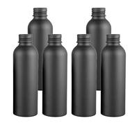 YANCAER 6 Piezas 150ml Botella de Negro Aluminio con Tapón Rosca de Aluminio, Recargable para líquidos, aceites, cosméticos, viajes y envases DIY