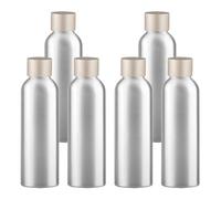 YANCAER 6 Piezas 150ml Botella de Plata Aluminio con Tapón Rosca de Aluminio Mate Oro, Recargable para líquidos, aceites, cosméticos, viajes y envases DIY