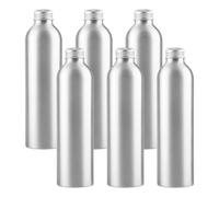 YANCAER 6 Piezas 250ml Botella de Plata Aluminio con Tapón Rosca de Aluminio, Recargable para líquidos, aceites, cosméticos, viajes y envases DIY