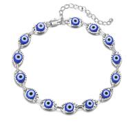 YANCHUN Pulsera contra el mal de ojo para mujeres y hombres, pulsera de cuentas para mujer, joyería protectora de ojos azules con dije de ojo, regalo espiritual, Metal, No es una piedra preciosa