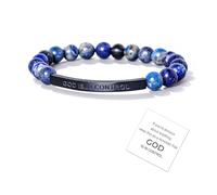 YANCHUN Pulsera God Is in Control para mujeres y hombres, pulsera inspiradora God Is in Control, joyería espiritual regalo para la fe, Large, Piedra, No es una piedra preciosa