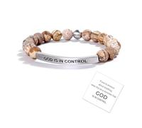 YANCHUN Pulsera God Is in Control para mujeres y hombres, pulsera inspiradora God Is in Control, joyería espiritual regalo para la fe, Large, Piedra, No es una piedra preciosa