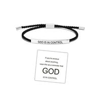 YANCHUN Pulsera God is in Control, regalos inspiradores para mujeres, pulsera trenzada ajustable hecha a mano, pulsera inspiradora de bendición, regalos para aliviar la ansiedad, Large, Zinc, No es