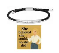 YANCHUN Pulsera inspiradora con texto en inglés "She Believed She Could So Did", regalo para mujer, pulsera de cordón trenzado ajustable con tarjeta de mensaje, joyería de aliento, Large, Acero