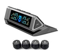YancioGZ Sistema de Monitoreo Sensor de presión de neumáticos con Placa de número con Pantalla LCD TPMS Monitor de presión Detector Universal para Coche con válvula Externa (Plata)