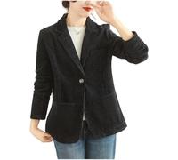Yancremio Chaqueta de Pana para Mujer Tendencia de Moda Retro Solapa con un botón Chaqueta de Chaqueta clásica Ligera y Elegante Chaqueta de Oficina de Negocios (Negro,XL)