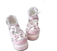 Yancremio Zapatos Mary Jane para Mujer con Lazo Zapatos De Plataforma Estilo Y2K Dulces Y Kawaii con Encaje Ideales para Cosplay, Bodas Bailes Escolares Y Fiestas De Graduación (Rosa púrpura,40)