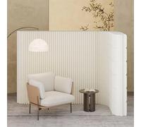 YANDDEA Separador de ambientes Plegable Tipo acordeón, mampara retráctil Moderna para Mayor privacidad, Separador de ambientes Decorativo para Oficina, Estudio, Sala de Estar o Dormitorio White-5x2m