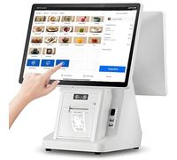 YANDDEA Sistemas TPV para restaurantes con Doble Pantalla táctil de 15,6 Pulgadas: Caja registradora Todo en uno para pequeños Negocios, 8 GB de RAM, 128 GB de SSD, Terminal de Pago para Tiendas