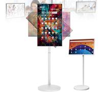 YANDDEA Televisor portátil Inteligente con Pantalla táctil, televisor portátil inalámbrico con Ruedas, Soporte móvil para TV Full HD, Pantalla táctil móvil con rotación Completa 27in-4G64G