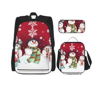 YANDM Magic - Mochila de guitarra eléctrica, 3 piezas, para viajes, senderismo, portátil, ligera, bolsa de almuerzo aislada para mujer, Feliz Navidad lindo muñeco de nieve, Talla única