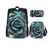 YANDM The Underwater World - Mochila con diseño de peces tropicales, 3 piezas, para viajes, senderismo, portátil, ligera, bolsa de almuerzo aislada para mujer, Rosa gris azulado, Talla única
