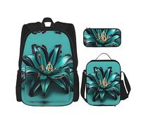 YANDM The Underwater World - Mochila con diseño de peces tropicales, 3 piezas, para viajes, senderismo, portátil, ligera, bolsa de almuerzo aislada para mujer, Lirio verde azulado, Talla única