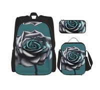 YANDM The Underwater World - Mochila con diseño de peces tropicales, 3 piezas, para viajes, senderismo, portátil, ligera, bolsa de almuerzo aislada para mujer, Rosa verde azulado, Talla única