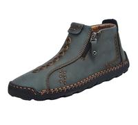 YANFJHV Botas de piel para hombre, color negro, para ocio, zapatillas deportivas con cremallera, zapatos de senderismo de punto, sin cordones, ligeros, para agua, verde, 47 EU