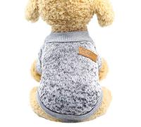 YANFJHV Cálido suéter de peluche para peleas de cachorros para mascotas, gatos, perros, lana, ropa de dos patas para mascotas, suéter para perros (gris, L)