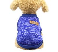 YANFJHV Cálido suéter de peluche para peleas de cachorros para mascotas, gatos, perros, lana, ropa de dos patas, ropa para mascotas (azul, S)