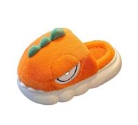 YANFJHV Children's Cotton Slippers Boys Winter Girls Cute Children Indoor Home Baby Non Slip Furry Dinosaur Package With Cotton Shoes Hausschuh Junge, naranja, 9 Years