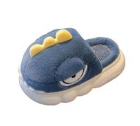 YANFJHV Children's Cotton Slippers Boys Winter Girls Cute Children Indoor Home Baby Non Slip Furry Dinosaur Package With Cotton Shoes Hausschuh Junge, azul oscuro, 2.5 años