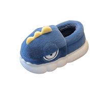 YANFJHV Children's Cotton Slippers Boys Winter Girls Cute Children Indoor Home Baby Non Slip Furry Dinosaur Package With Cotton Shoes Offene Hausschuhe Junge, azul oscuro, 5.5 Years