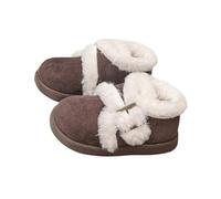 YANFJHV Fashion Colour Blocking Package Heel Cotton Shoes Women's Winter Outside Wear Padded Warm Indoor Home Furry Cotton Slippers Winterstiefel Silber, café, 29 EU