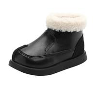 YANFJHV Girls Spring And Autumn Winter Boots Plus Velvet Children's Fashion Side Zipper Stylish Stitching Cute Little Girl Two Cotton Boots Botas de nieve 36, Negro , 32 EU