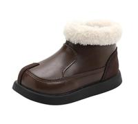 YANFJHV Girls Spring And Autumn Winter Boots Plus Velvet Children's Fashion Side Zipper Stylish Stitching Cute Little Girl Two Cotton Boots Botas de nieve 36, marrón, 30.5 EU