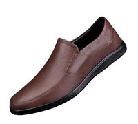 YANFJHV Mocasines para hombre, color negro, sin cordones, de piel sintética, flexibles, transpirables, extraanchos, ligeros, informales, planos, de noche, marrón, 46 EU